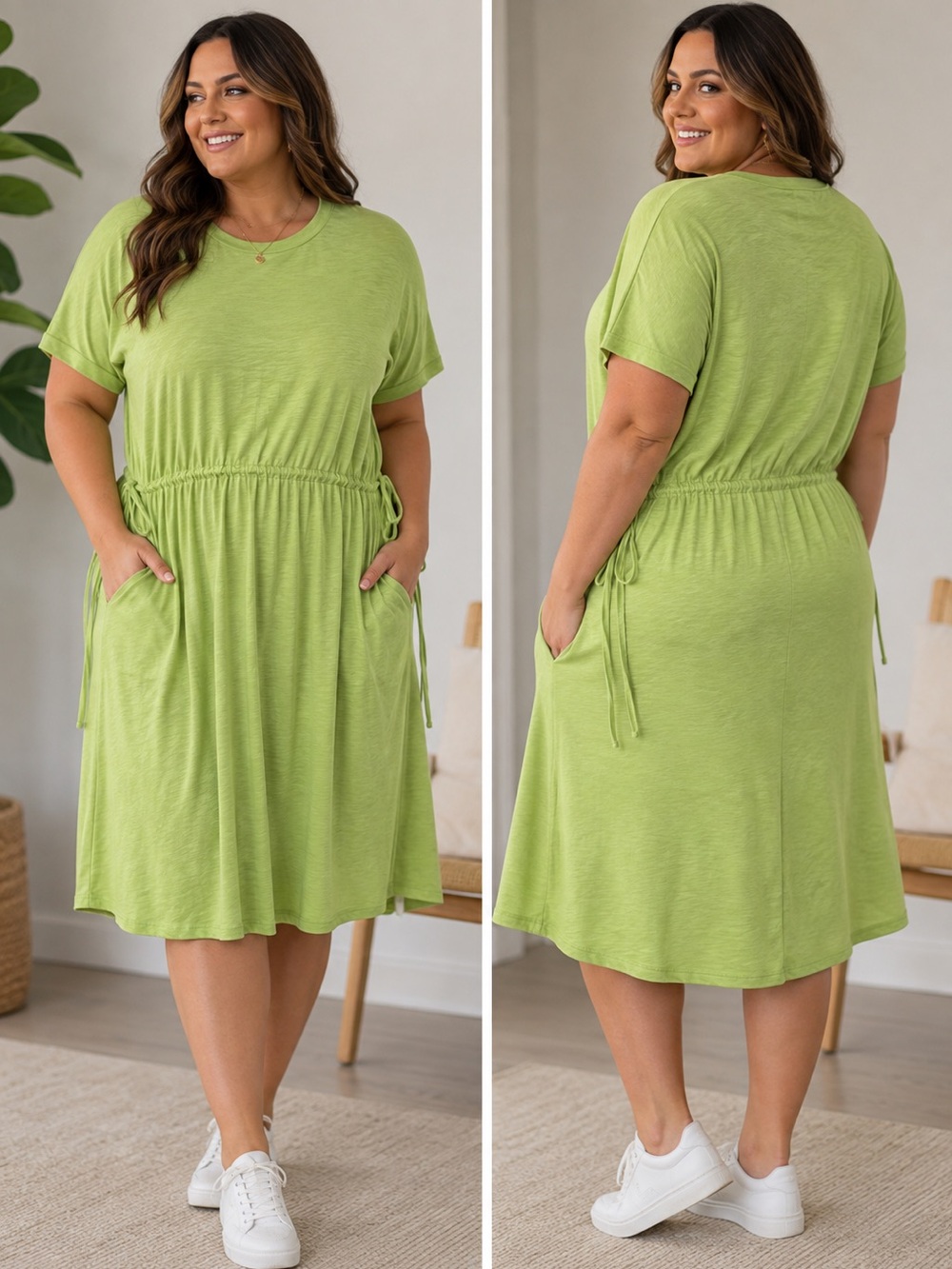 1XL NWT TORRID Lime Green Drawstring-Waist Midi Dress 👗